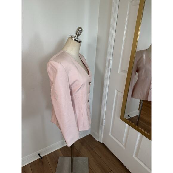Vintage Christian Dior Baby Pink Blush Blazer Mother Pearl Buttons The Suit 80s - Picture 5 of 16